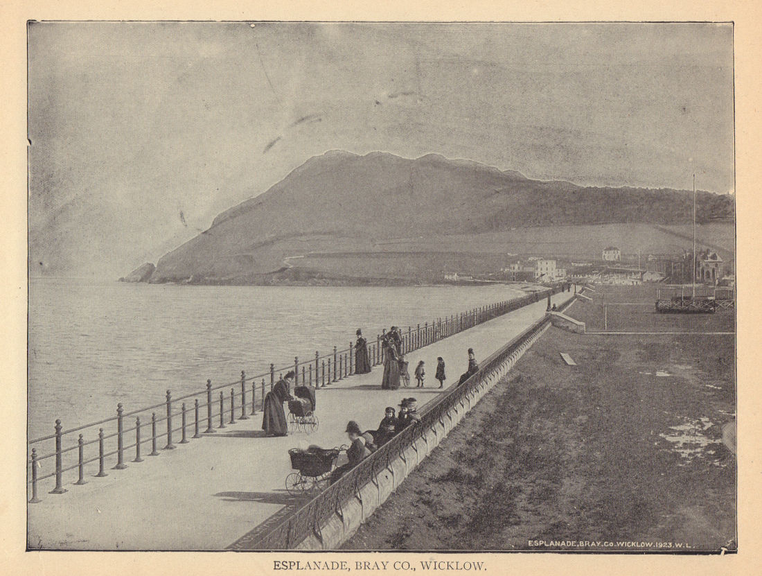 Esplanade, Bray, Co. Wicklow. Ireland 1905 old antique vintage print picture
